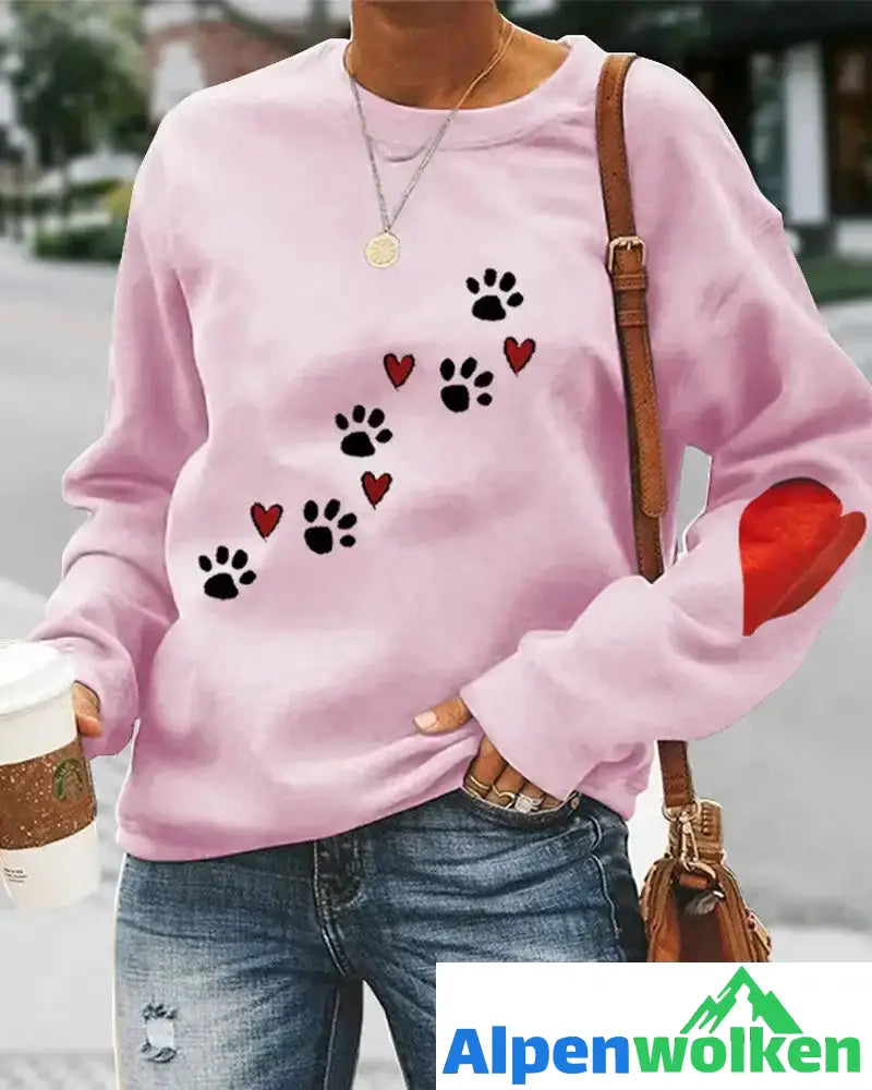 Alpenwolken - Rundhals-sweatshirt mit hundepfoten-print Rosa