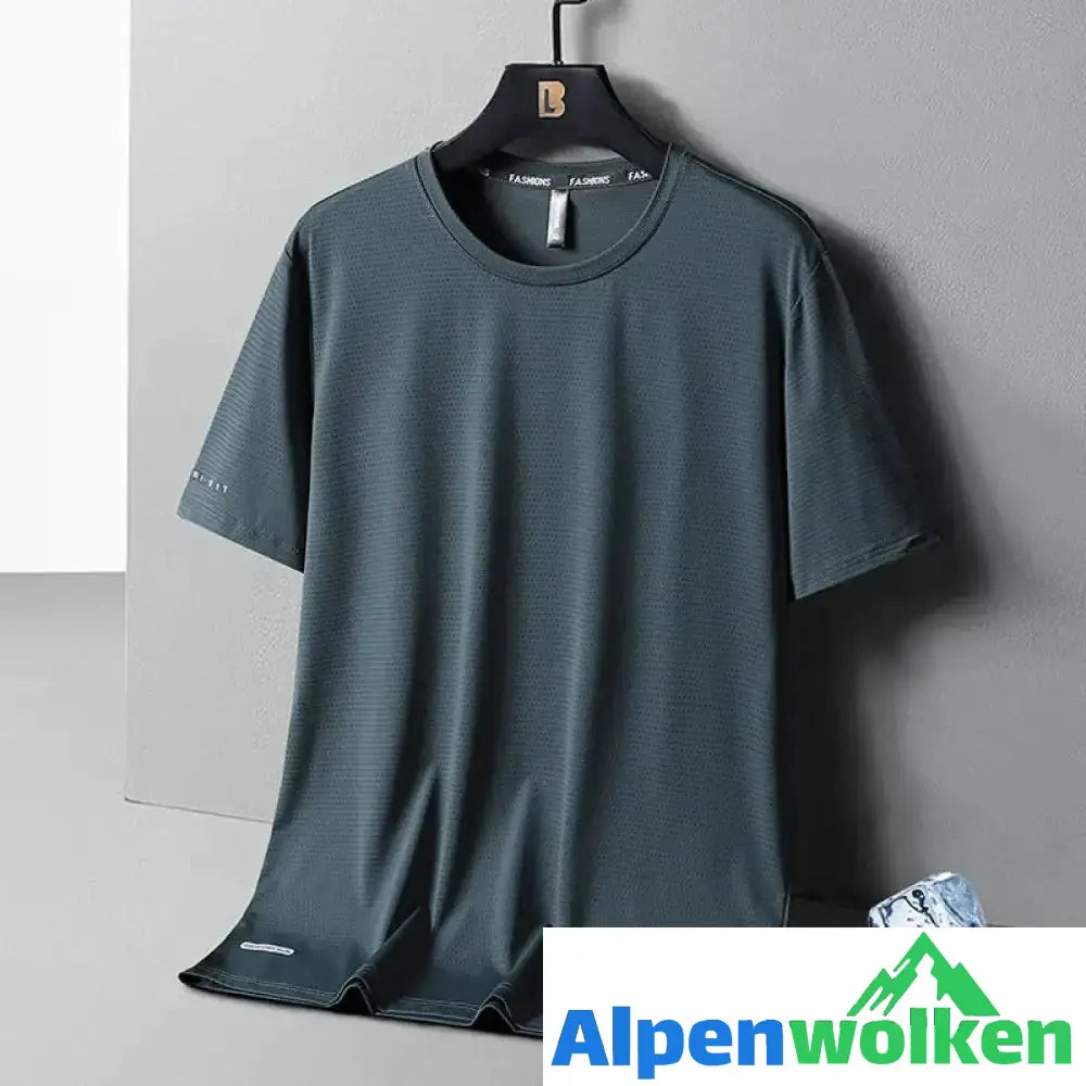 Alpenwolken - Rundhals-T-Shirt aus Eisseide Armeegrün