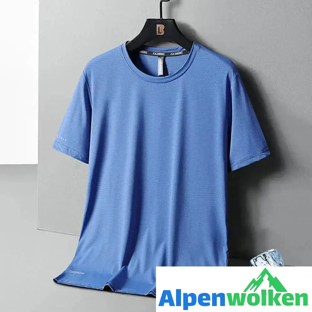 Alpenwolken - Rundhals-T-Shirt aus Eisseide Blau