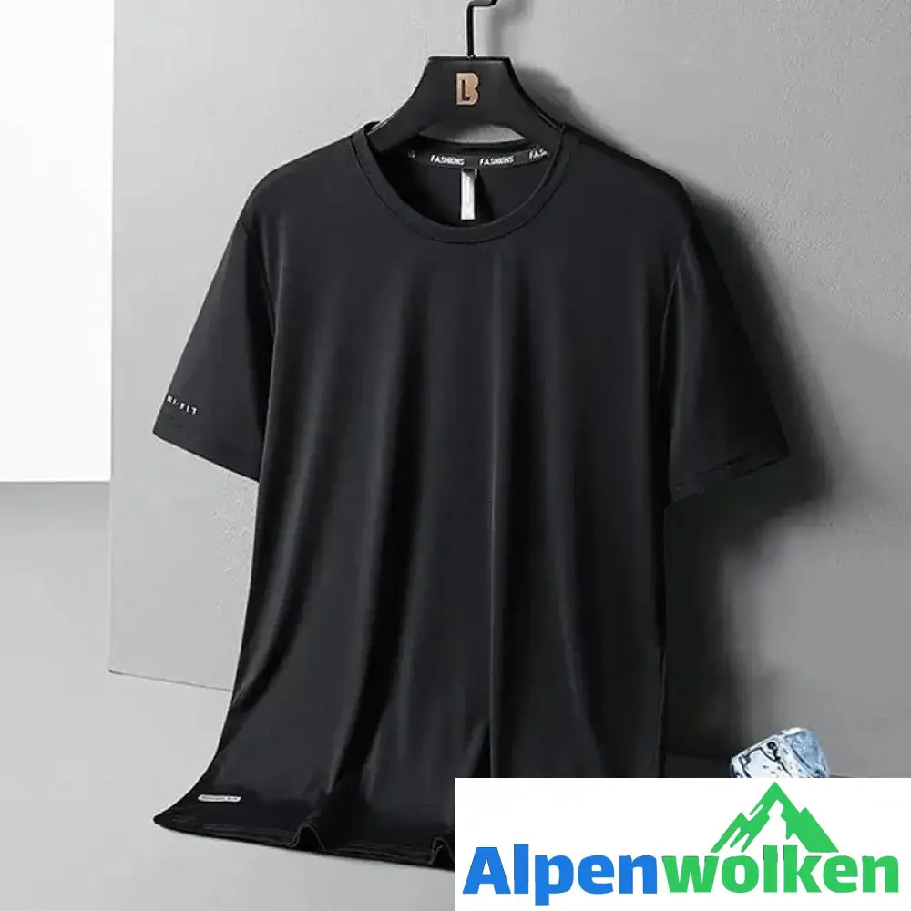 Alpenwolken - Rundhals-T-Shirt aus Eisseide Schwarz