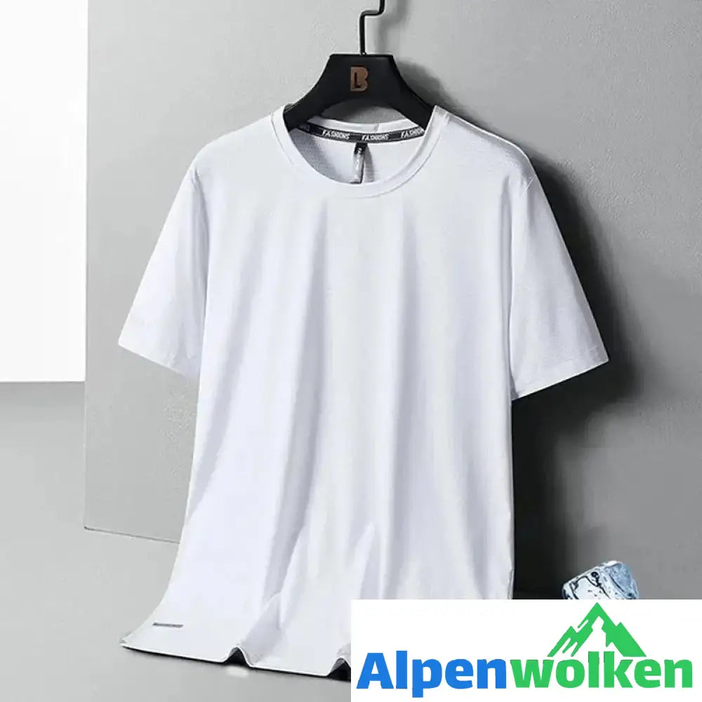 Alpenwolken - Rundhals-T-Shirt aus Eisseide Weiss