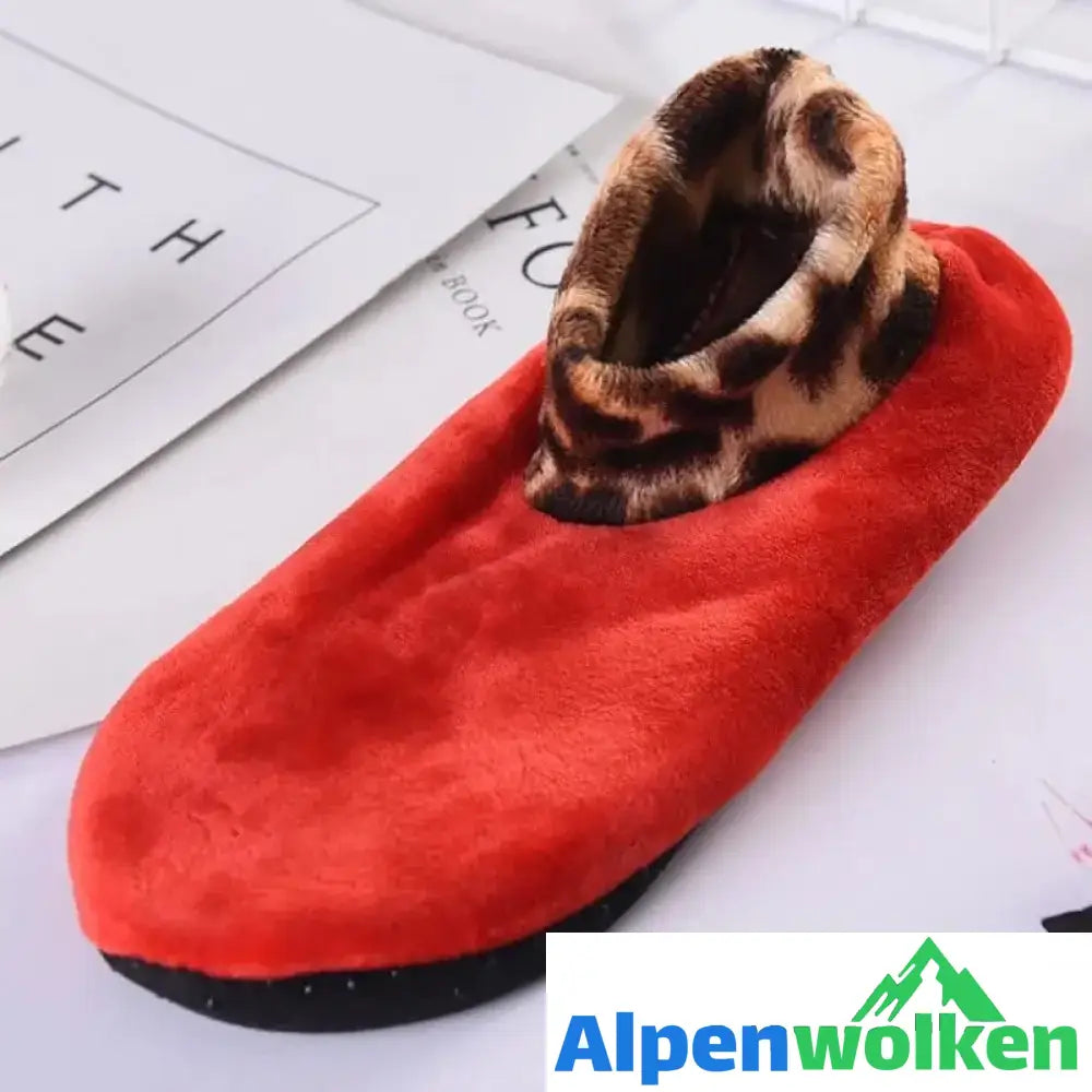 Alpenwolken - Rutschfeste Thermosocken für den Innenbereich FRAU-ROT