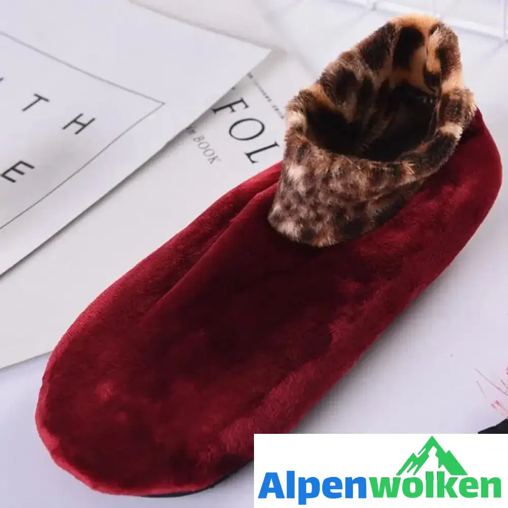 Alpenwolken - Rutschfeste Thermosocken für den Innenbereich FRAU-ROTER WEIN