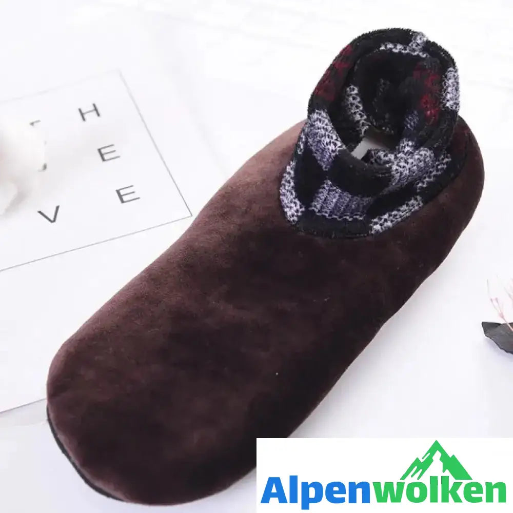 Alpenwolken - Rutschfeste Thermosocken für den Innenbereich MANN-KAFFEE