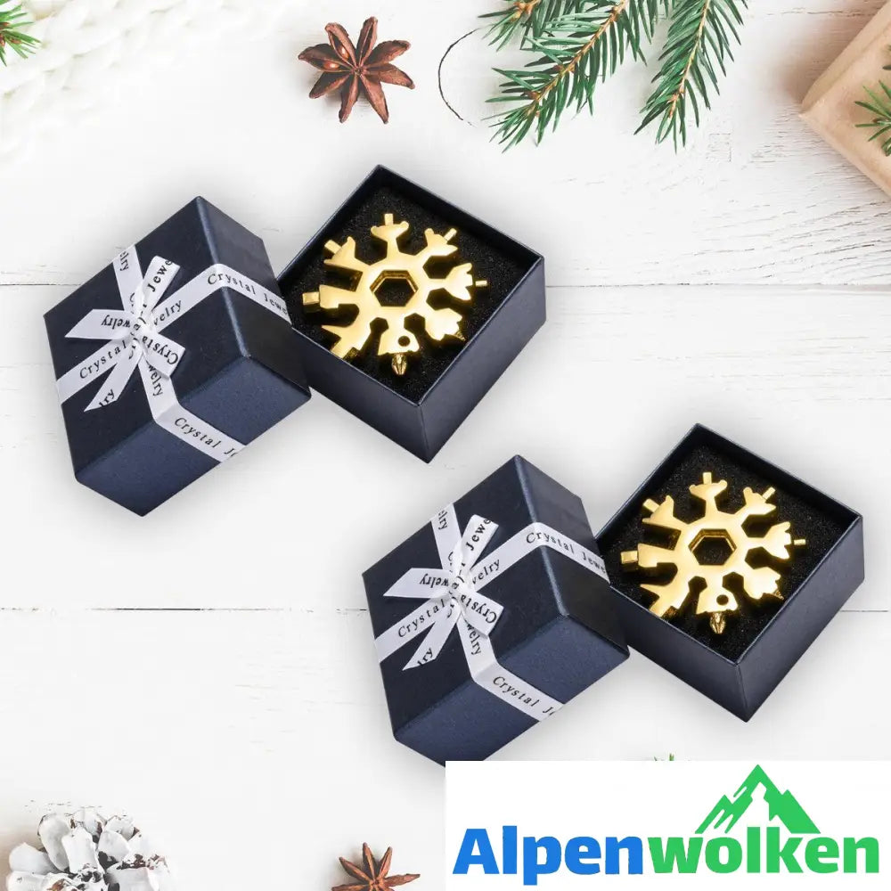 Alpenwolken - Saker 18-in-1-Schneeflocken-Multi-Werkzeug Geschenkverpackung 2* Gold