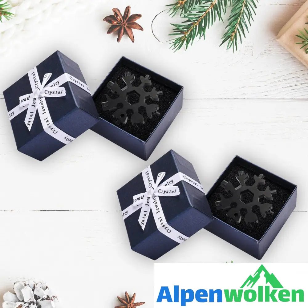 Alpenwolken - Saker 18-in-1-Schneeflocken-Multi-Werkzeug Geschenkverpackung 2* Schwarz