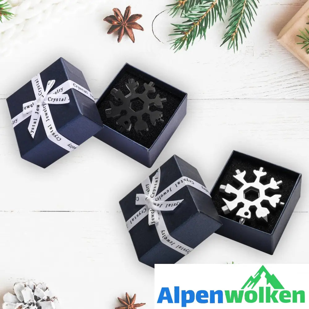 Alpenwolken - Saker 18-in-1-Schneeflocken-Multi-Werkzeug Geschenkverpackung 1 black + 1 silver