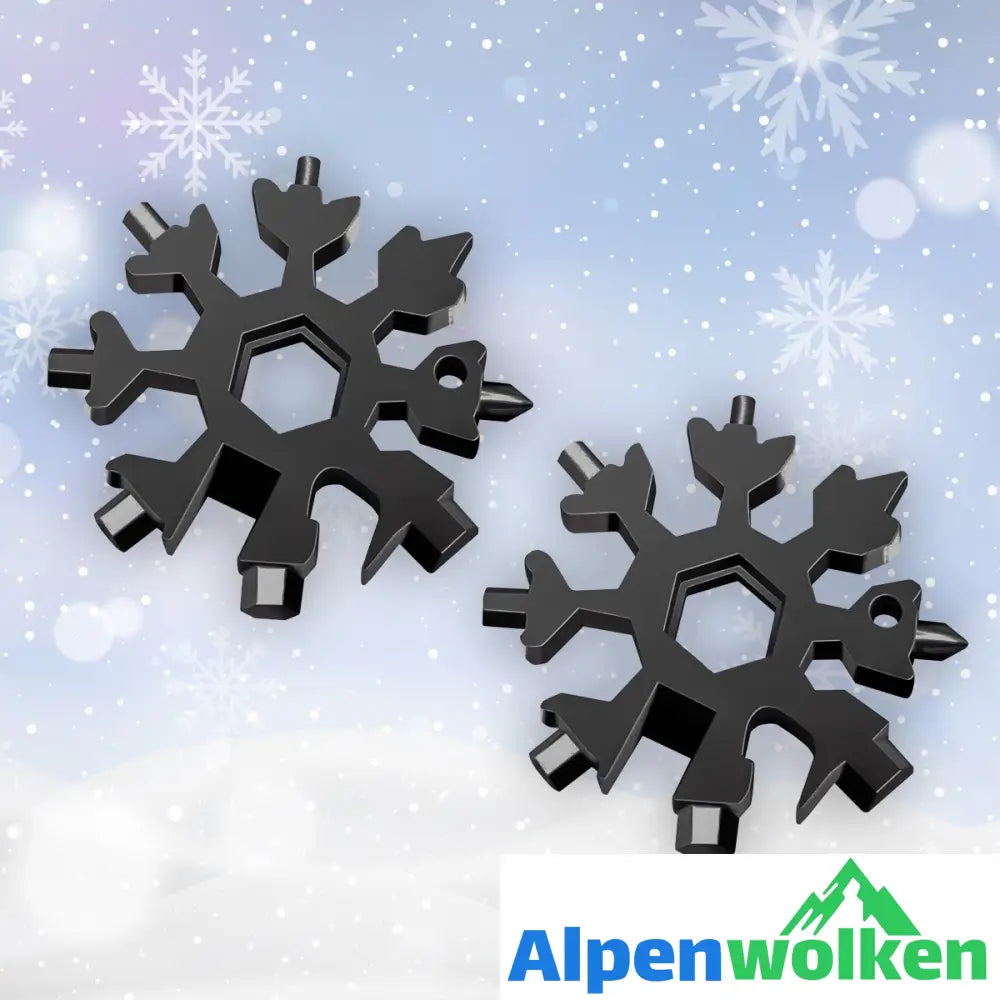 Alpenwolken - Saker 18-in-1-Schneeflocken-Multi-Werkzeug normale Verpackung 2* Schwarz