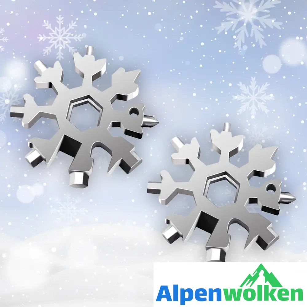 Alpenwolken - Saker 18-in-1-Schneeflocken-Multi-Werkzeug normale Verpackung 2* Silber