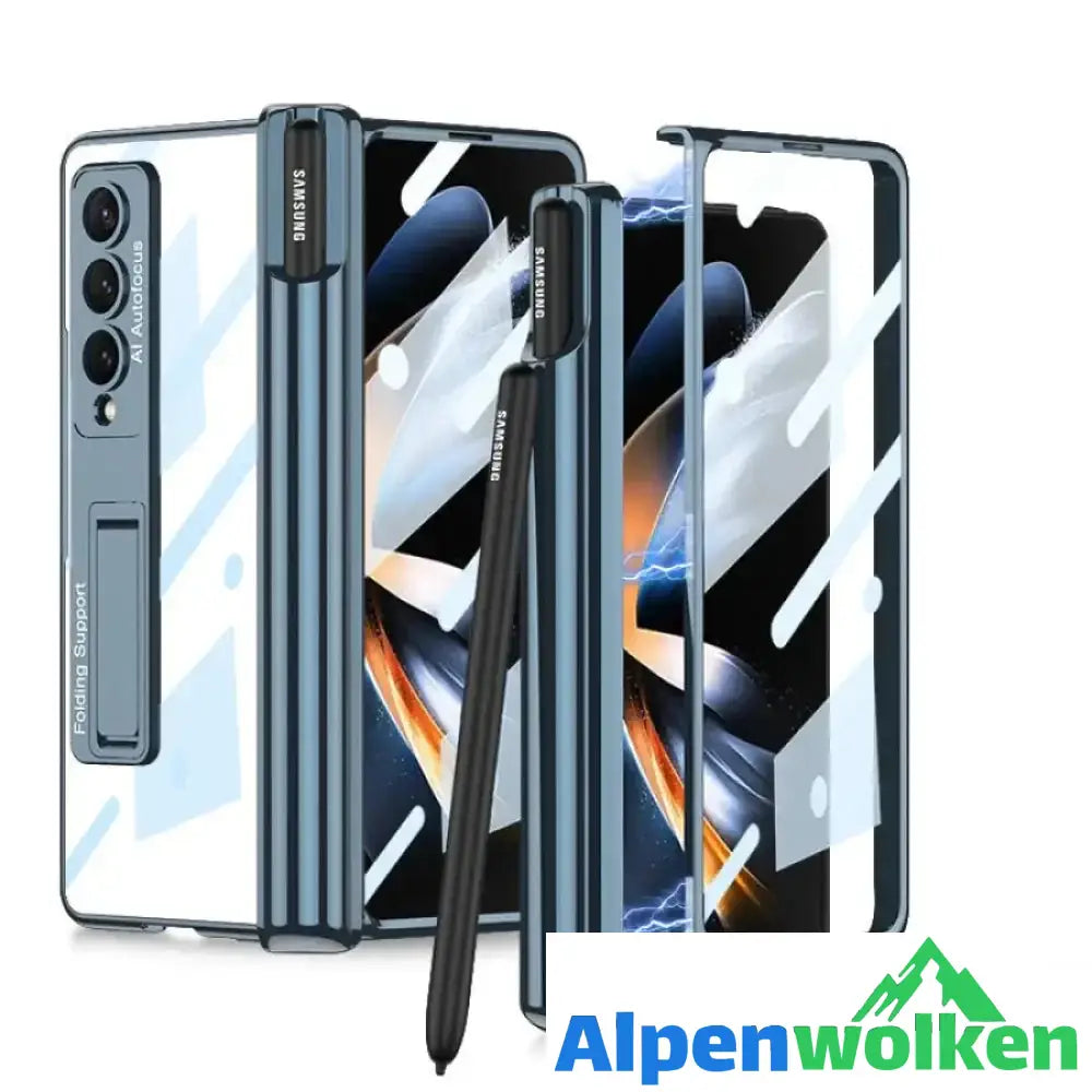 Alpenwolken - Samsung faltbare Handyhülle mit integrierter Folie Blau