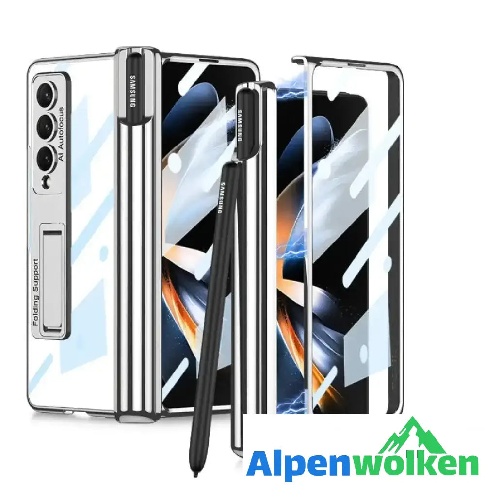 Alpenwolken - Samsung faltbare Handyhülle mit integrierter Folie Silber