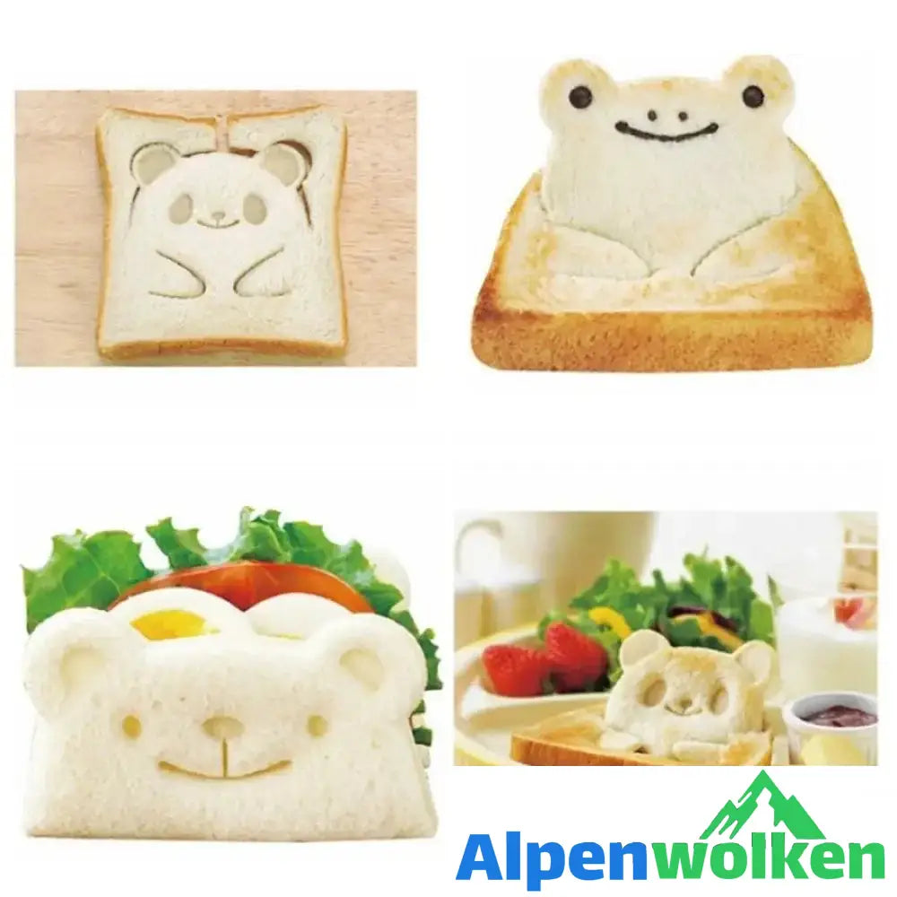 Alpenwolken - Sandwich-Form, Bär, Panda und Frosch, glückliche Frühstückszeit