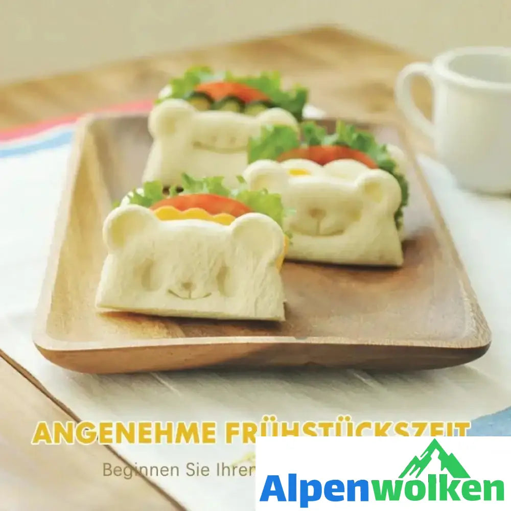 Alpenwolken - Sandwich-Form, Bär, Panda und Frosch, glückliche Frühstückszeit