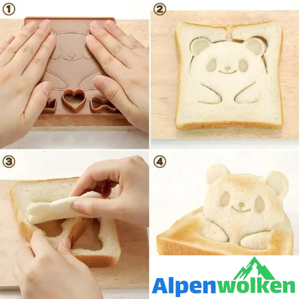 Alpenwolken - Sandwich-Form, Bär, Panda und Frosch, glückliche Frühstückszeit