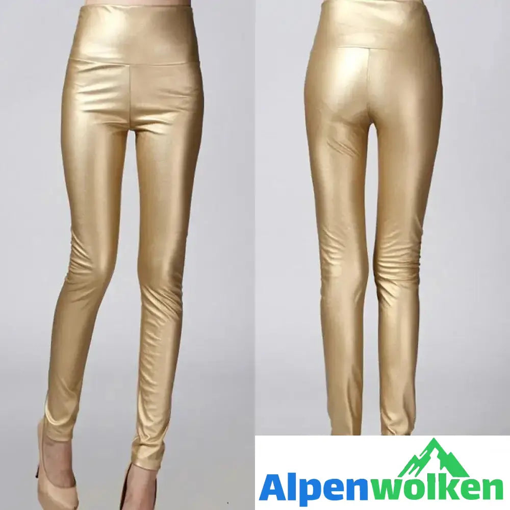 Alpenwolken - Schlanke Kaschmir Lederhose golden