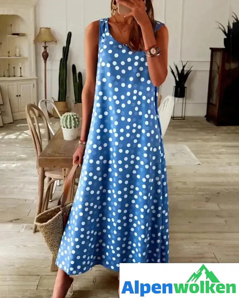 Alpenwolken - Schlupfkleid mit Polka-Dot-Print Blau