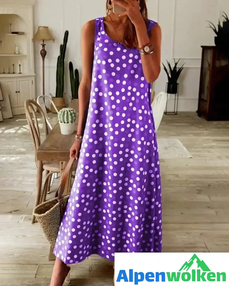 Alpenwolken - Schlupfkleid mit Polka-Dot-Print Violett