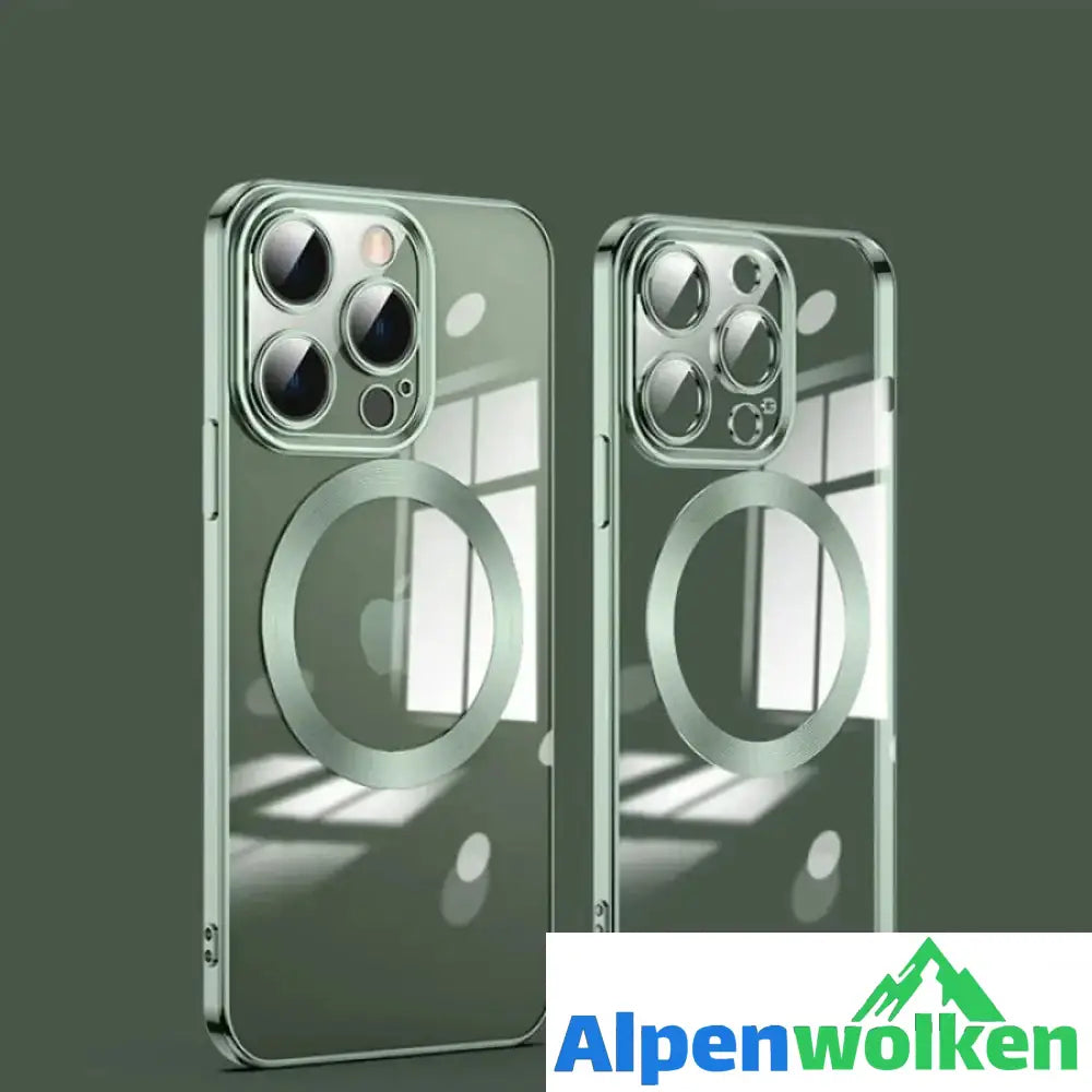 Alpenwolken - 🎊Schlussverkauf - 50 % Rabatt🎊Kabellose Magnetische All-Inclusive-iPhone-Hülle mit Galvanik Grün