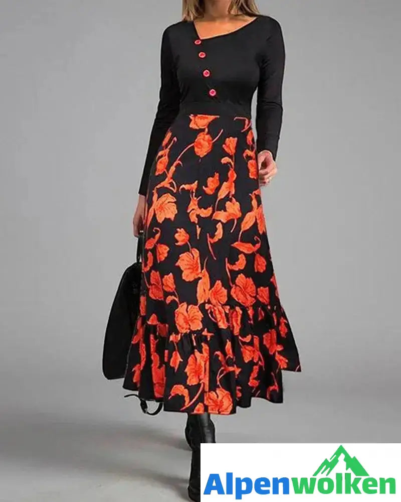 Alpenwolken - Schmal geschnittenes kleid mit hoher taille Orange