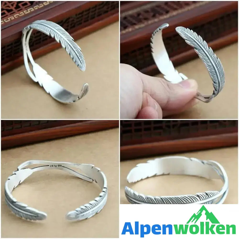 Alpenwolken - Schönes silbernes Federarmband