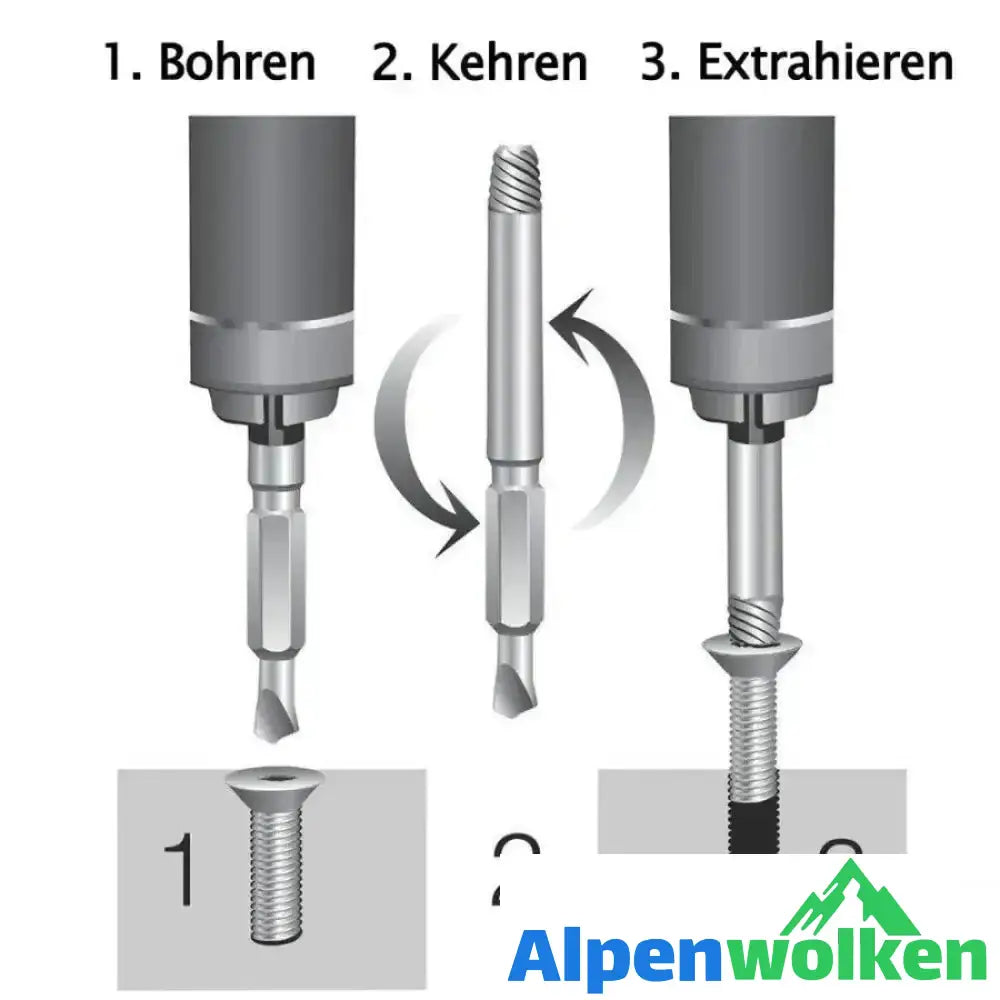 Alpenwolken - Schraubenausdreher-Set 4 Stück Beschädigte Schrauben Entferner