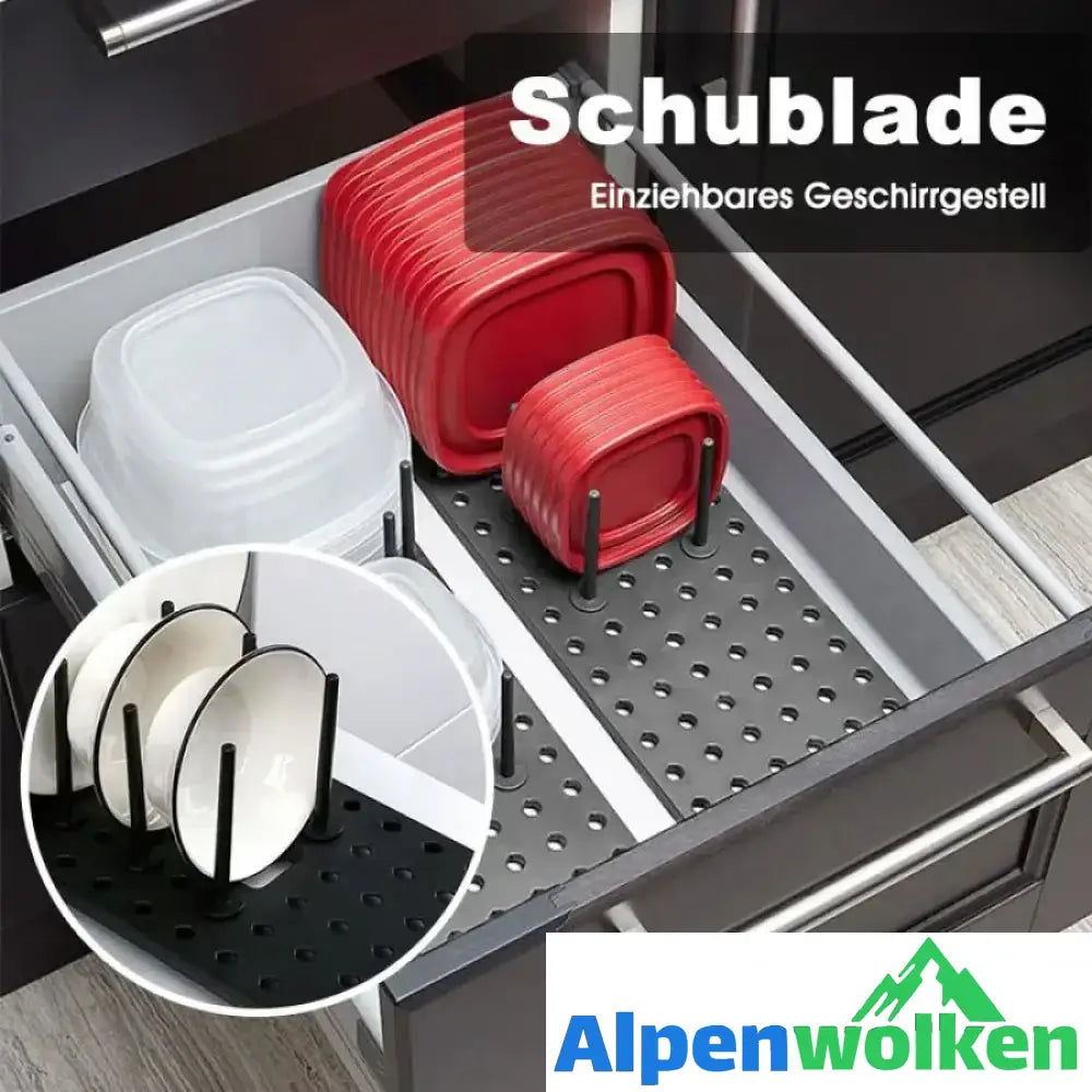 Alpenwolken - Schublade ausziehbares Geschirrregal