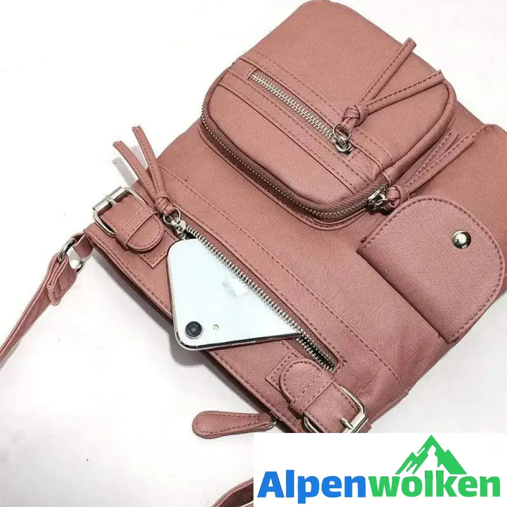 Alpenwolken - Schultertasche aus weichem Leder mit mehreren Taschen