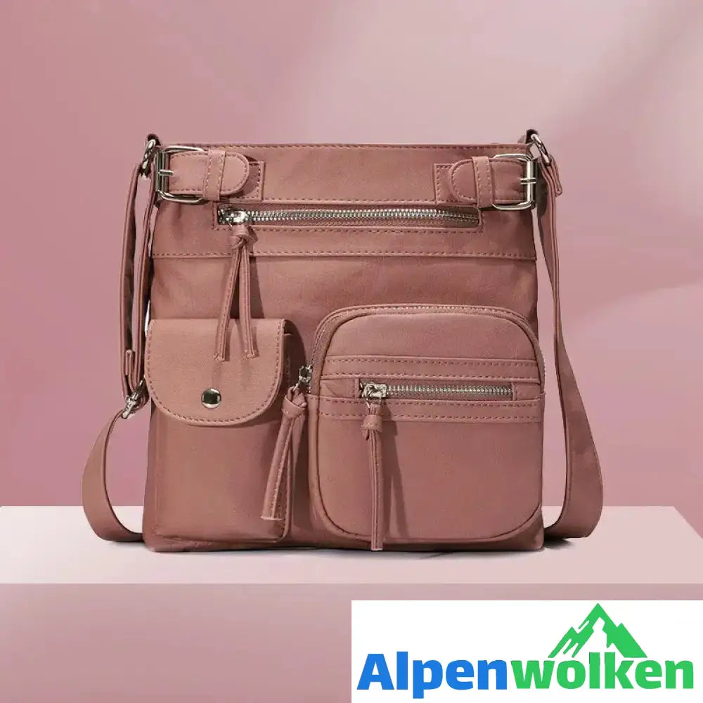 Alpenwolken - Schultertasche aus weichem Leder mit mehreren Taschen