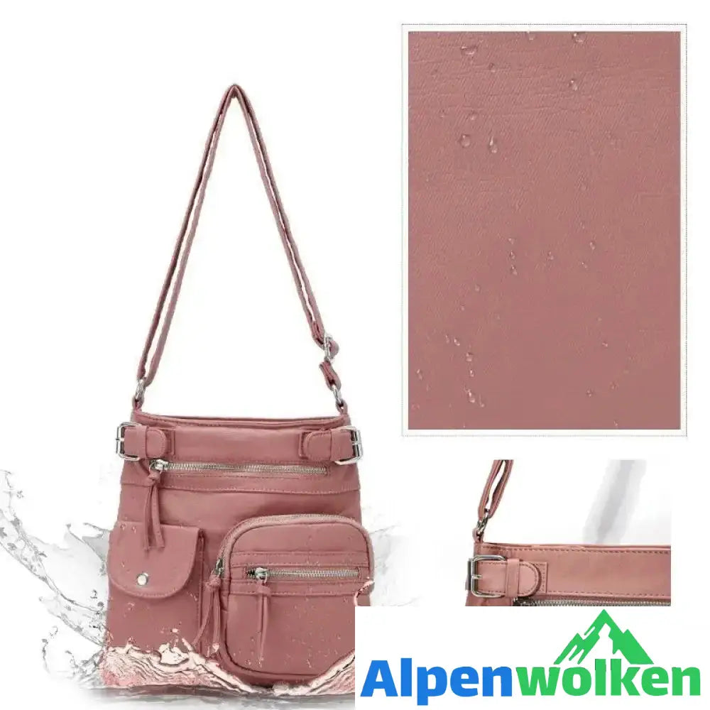 Alpenwolken - Schultertasche aus weichem Leder mit mehreren Taschen