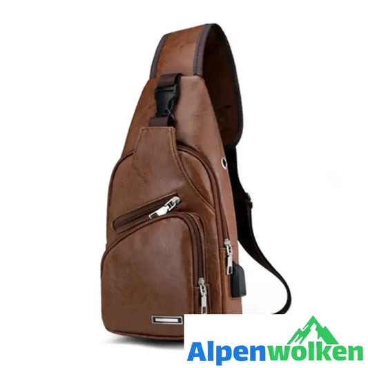 Alpenwolken - Schultertasche Crossbodytasche für Herren mit USB-Ladeanschluss