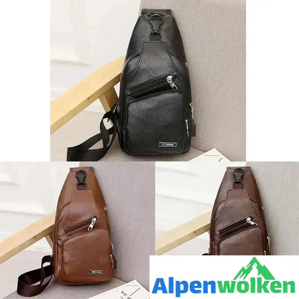 Alpenwolken - Schultertasche Crossbodytasche für Herren mit USB-Ladeanschluss