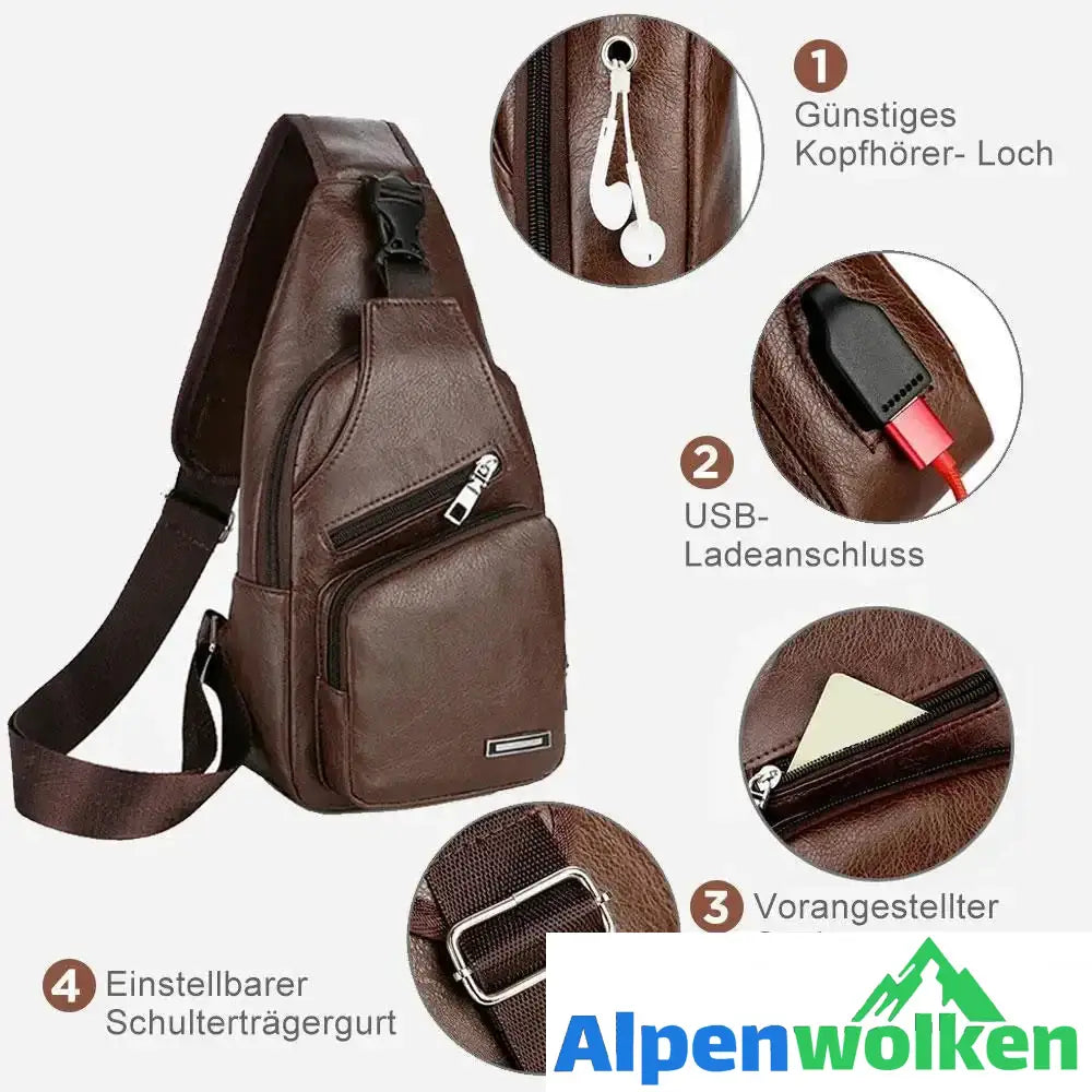 Alpenwolken - Schultertasche Crossbodytasche für Herren mit USB-Ladeanschluss