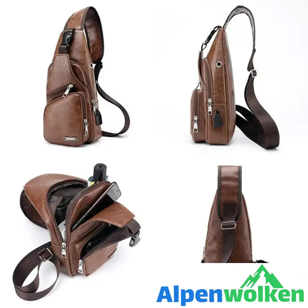 Alpenwolken - Schultertasche Crossbodytasche für Herren mit USB-Ladeanschluss