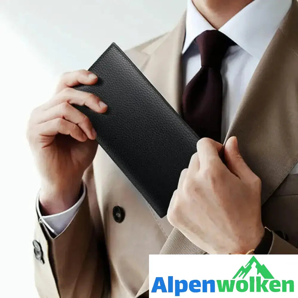 Alpenwolken - Schwarze Lange PU-Geldbörse Für Herren