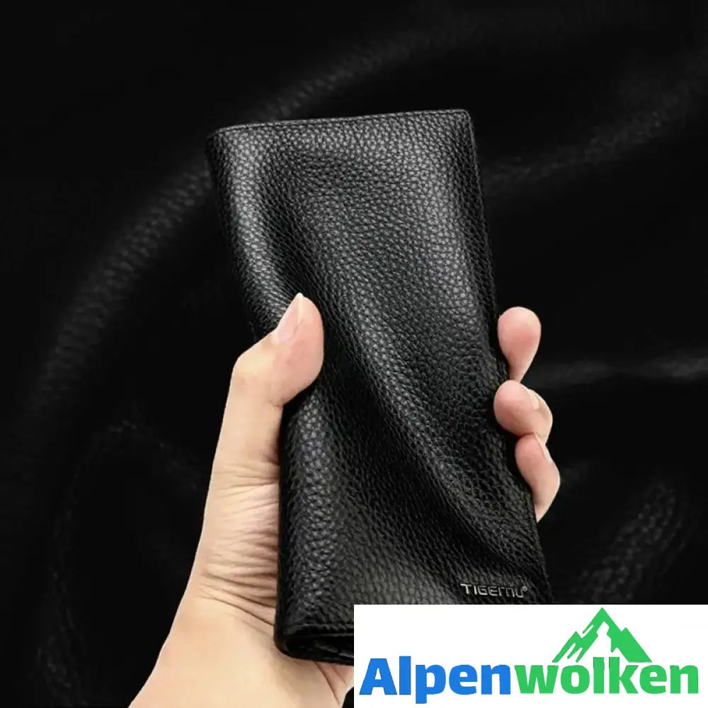 Alpenwolken - Schwarze Lange PU-Geldbörse Für Herren