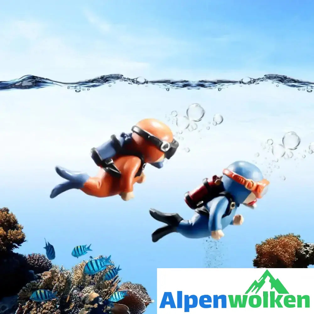 Alpenwolken - Schwimmender Taucher - Aquarium Ornament Blau+Rot