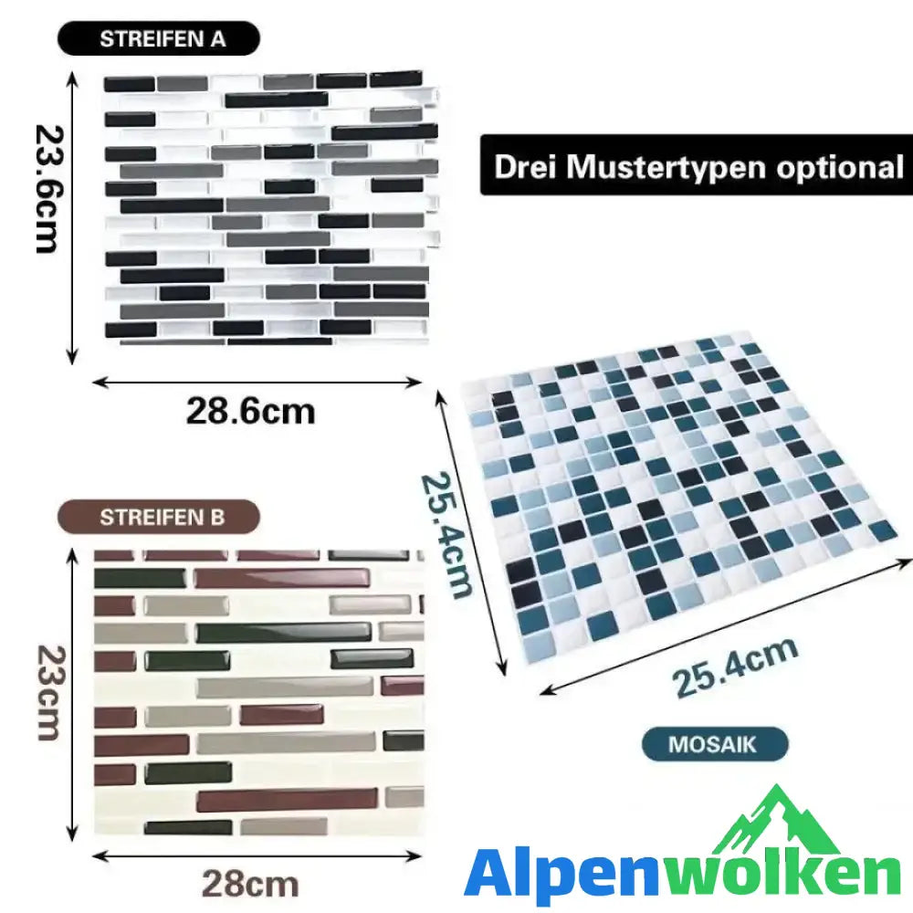 Alpenwolken - Selbstklebende 3D Fliesenaufkleber, 4 Stücke