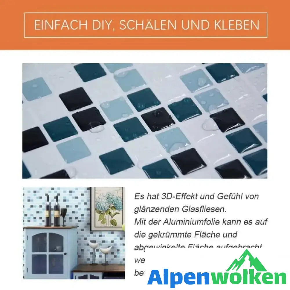 Alpenwolken - Selbstklebende 3D Fliesenaufkleber, 4 Stücke