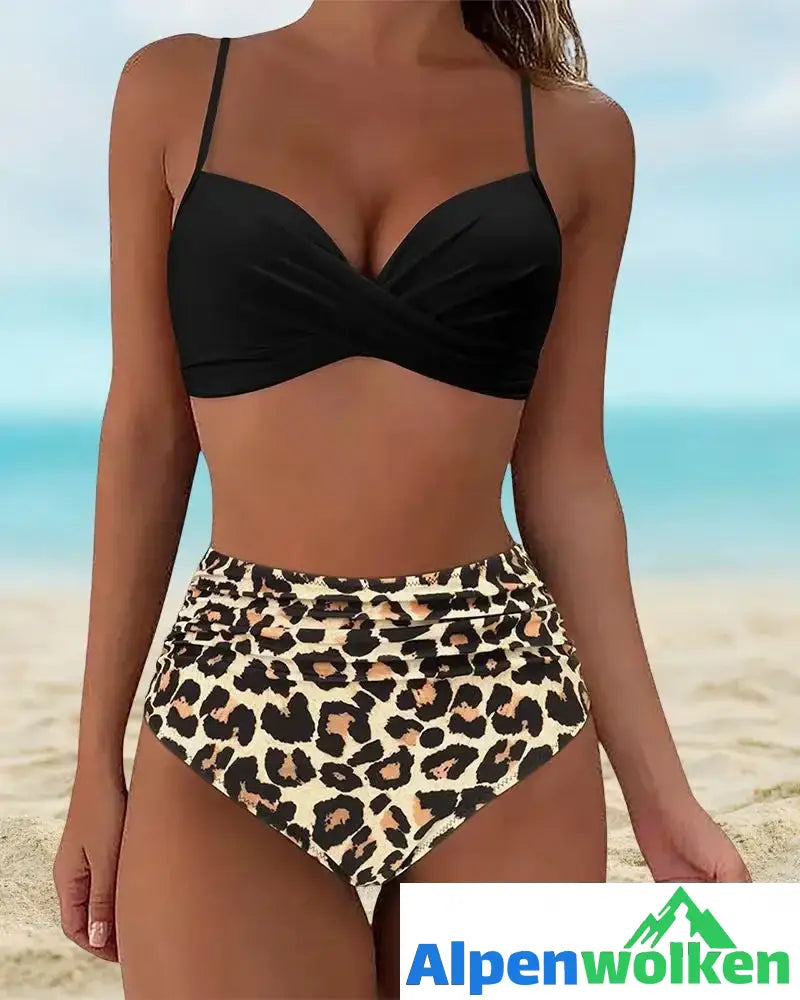 Alpenwolken - Sexy Bikinis mit hoher Taille Leopard