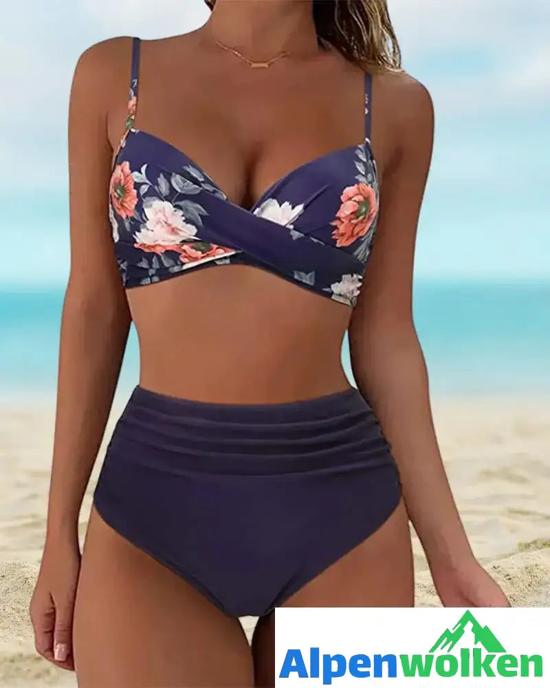 Alpenwolken - Sexy Bikinis mit hoher Taille Marineblau