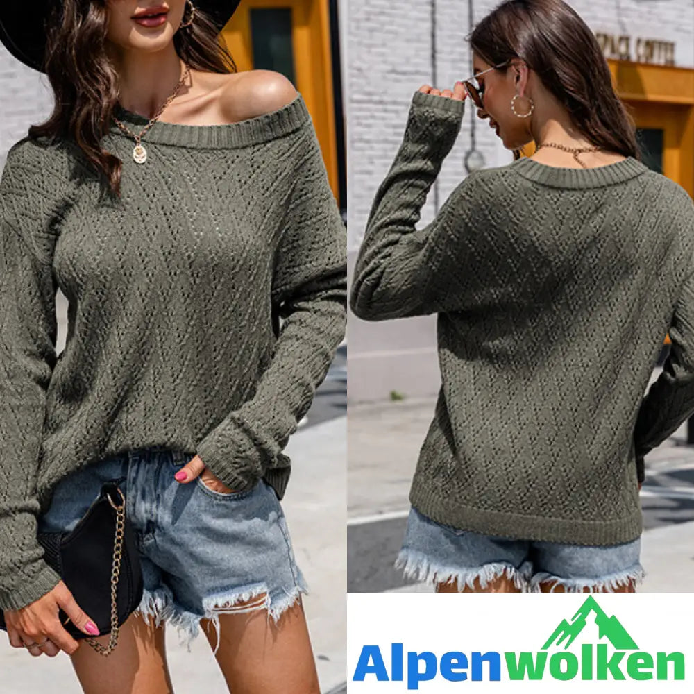 Alpenwolken - Sexy Einfarbiger Strickpullover