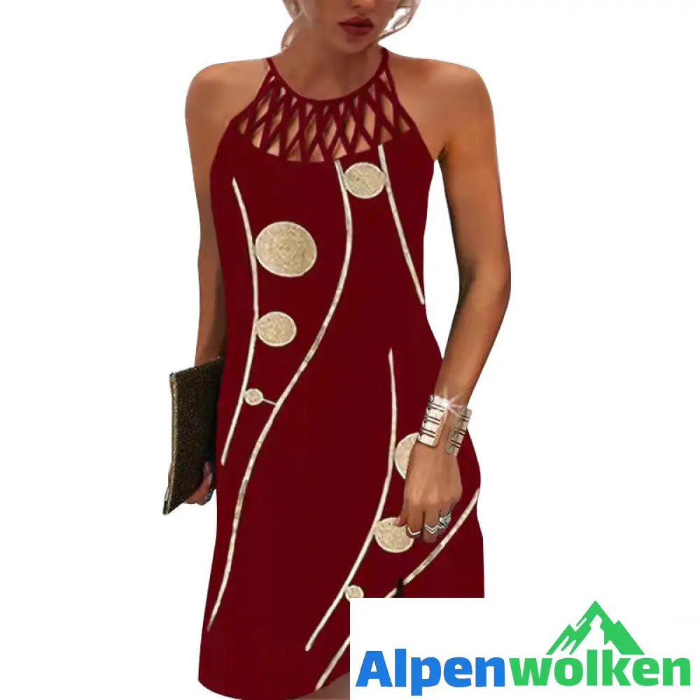 Alpenwolken - Sexy Schulterfreies Bedrucktes Partykleid