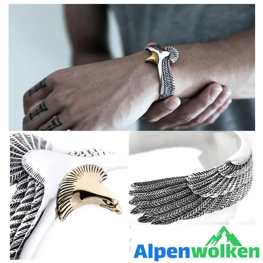 Alpenwolken - Silber Adler Manschette Armband