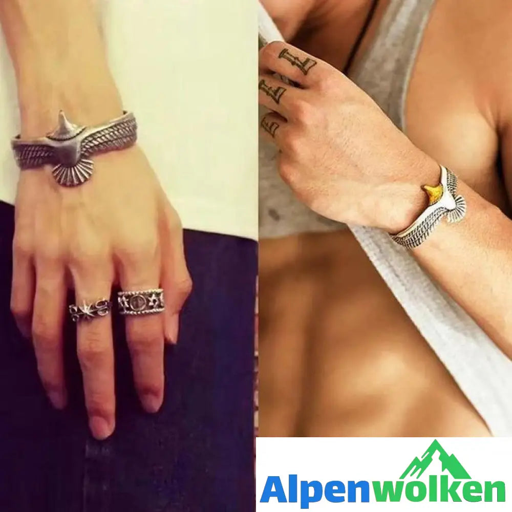 Alpenwolken - Silber Adler Manschette Armband