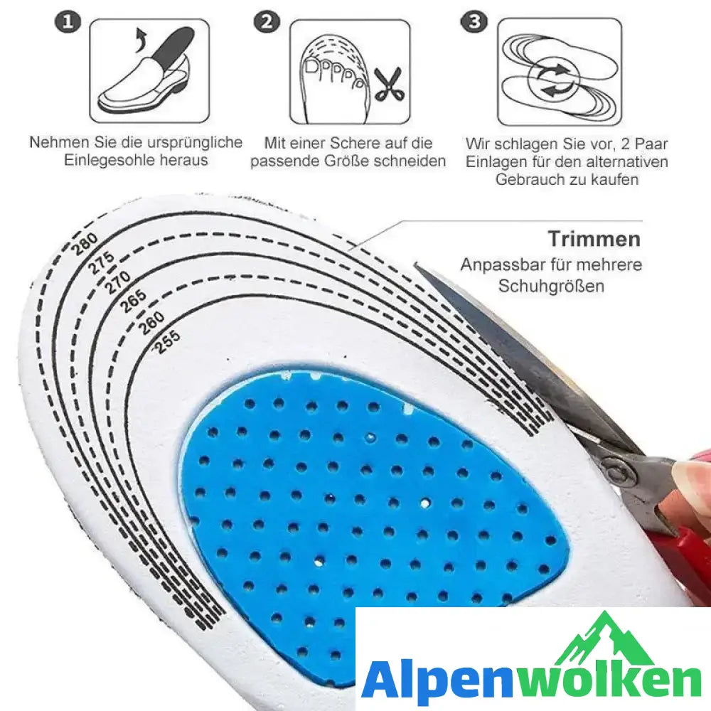 Alpenwolken - Silikon Orthesen Einlegesohle für Stoßdämpfung, Fußschmerzen und Fasciitis