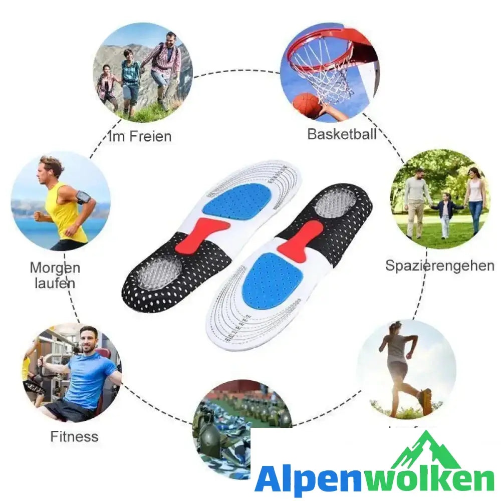 Alpenwolken - Silikon Orthesen Einlegesohle für Stoßdämpfung, Fußschmerzen und Fasciitis