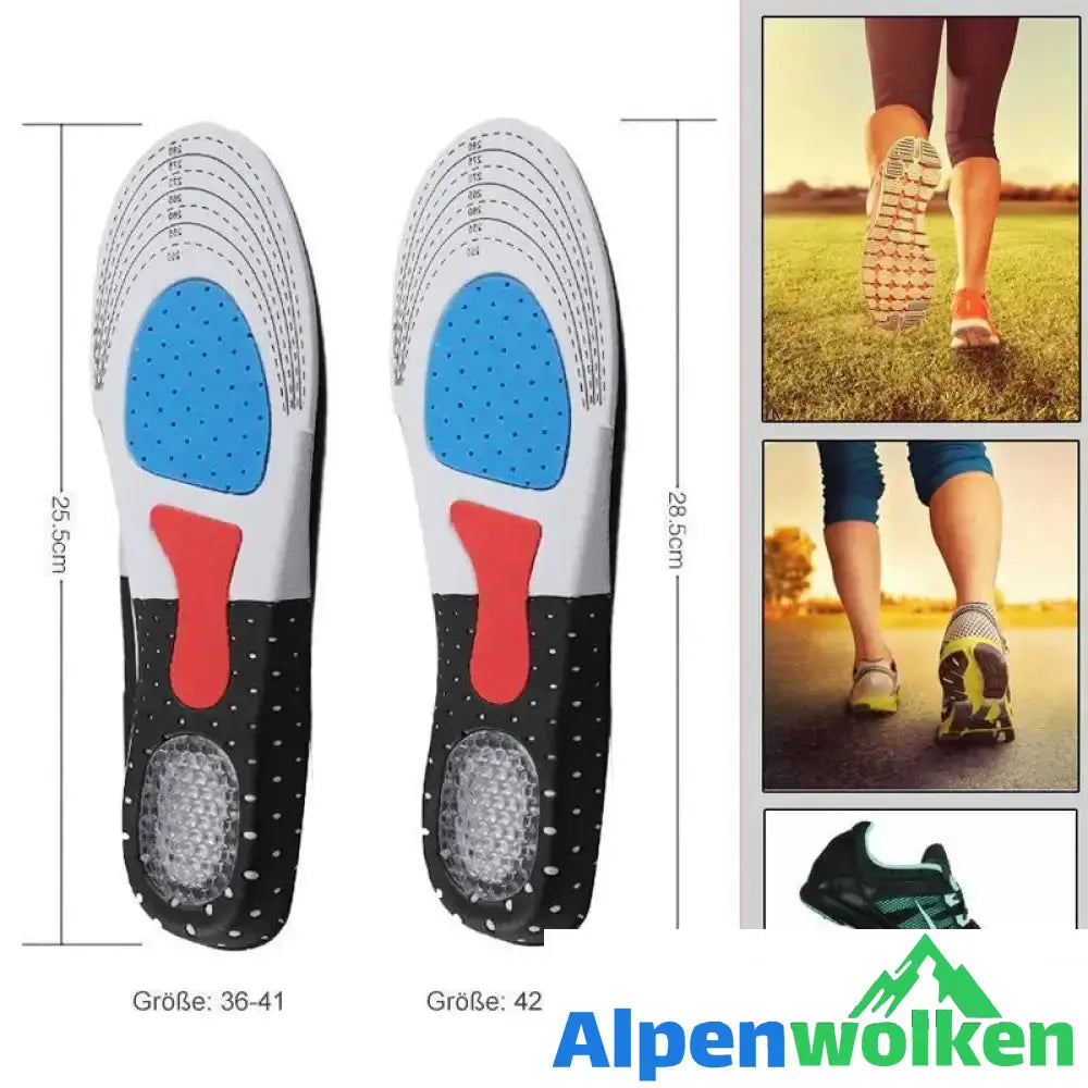 Alpenwolken - Silikon Orthesen Einlegesohle für Stoßdämpfung, Fußschmerzen und Fasciitis