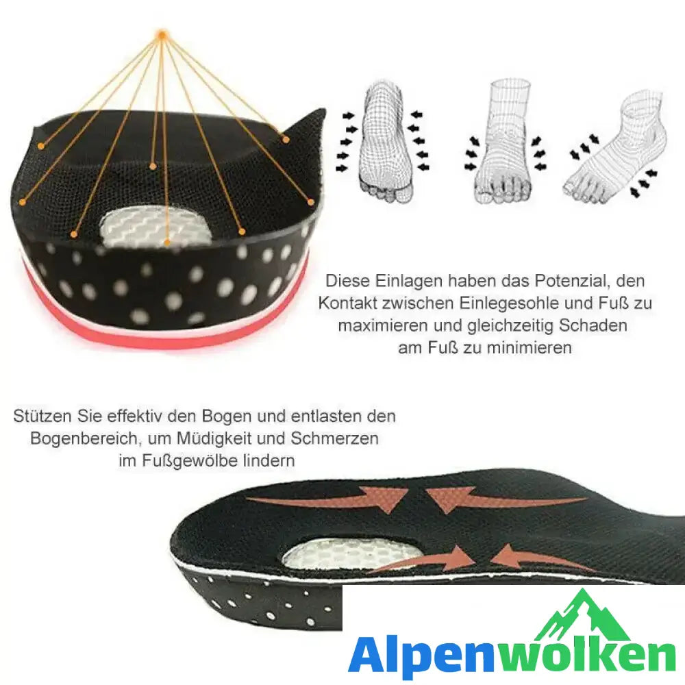 Alpenwolken - Silikon Orthesen Einlegesohle für Stoßdämpfung, Fußschmerzen und Fasciitis