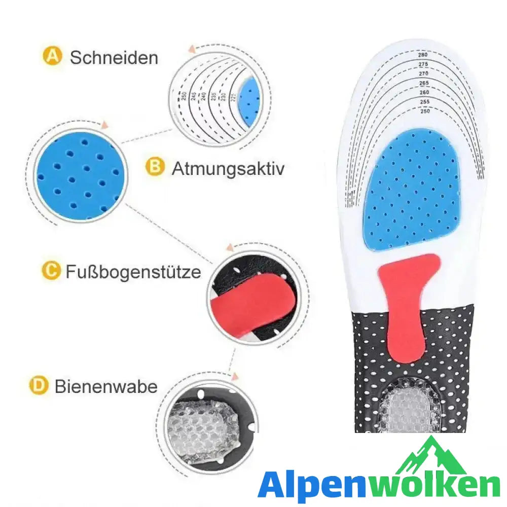 Alpenwolken - Silikon Orthesen Einlegesohle für Stoßdämpfung, Fußschmerzen und Fasciitis