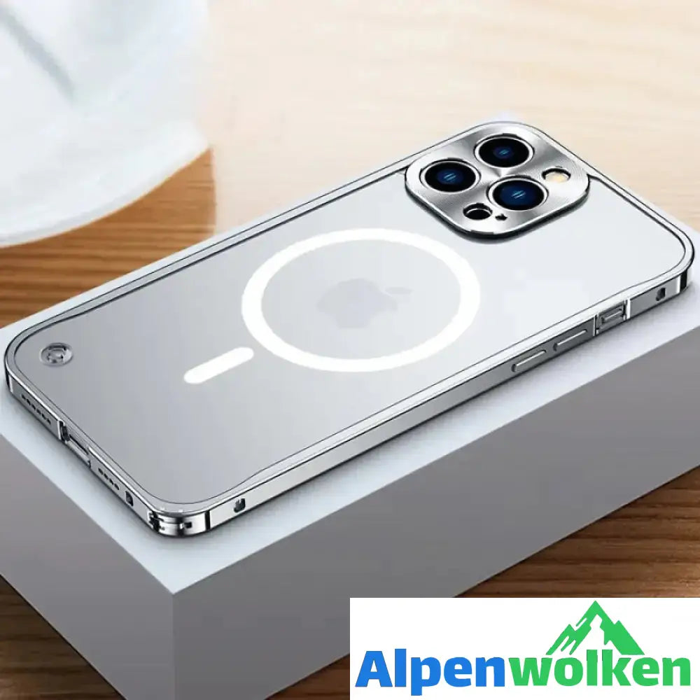 Alpenwolken - 📱Silvester-Sale - 50 % Rabatt📱Magnetische Handyhülle für iPhone mit Metallrahmen Silber